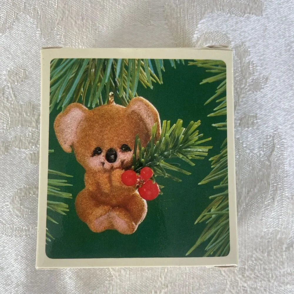Vintage 1983 Hallmark Christmas Koala Bear w/Tree Keepsake Ornament